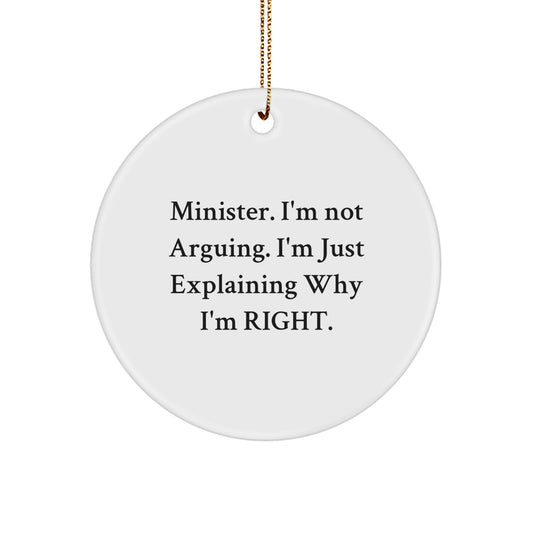 Funny Minister Gifts, Circle Ornament for Minister Friends, Unique Christmas Unique Gifts from Men to Minister - Image 1