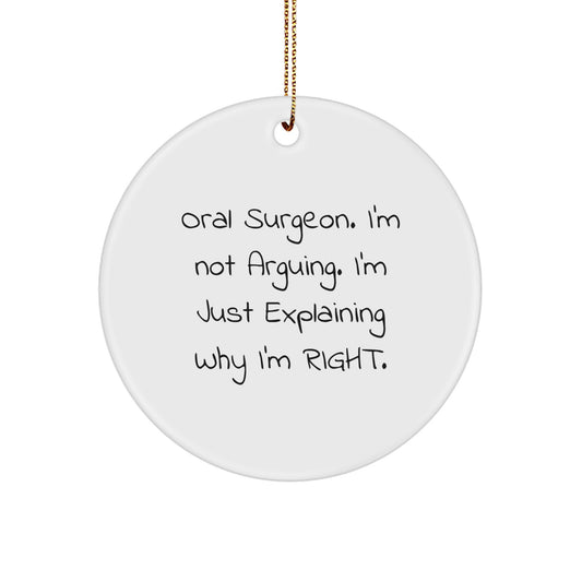 Funny Oral Surgeon Gifts for Men from Friends, Unique Christmas Unique Gifts for Oral Surgeon, Circle Ornament - Image 1