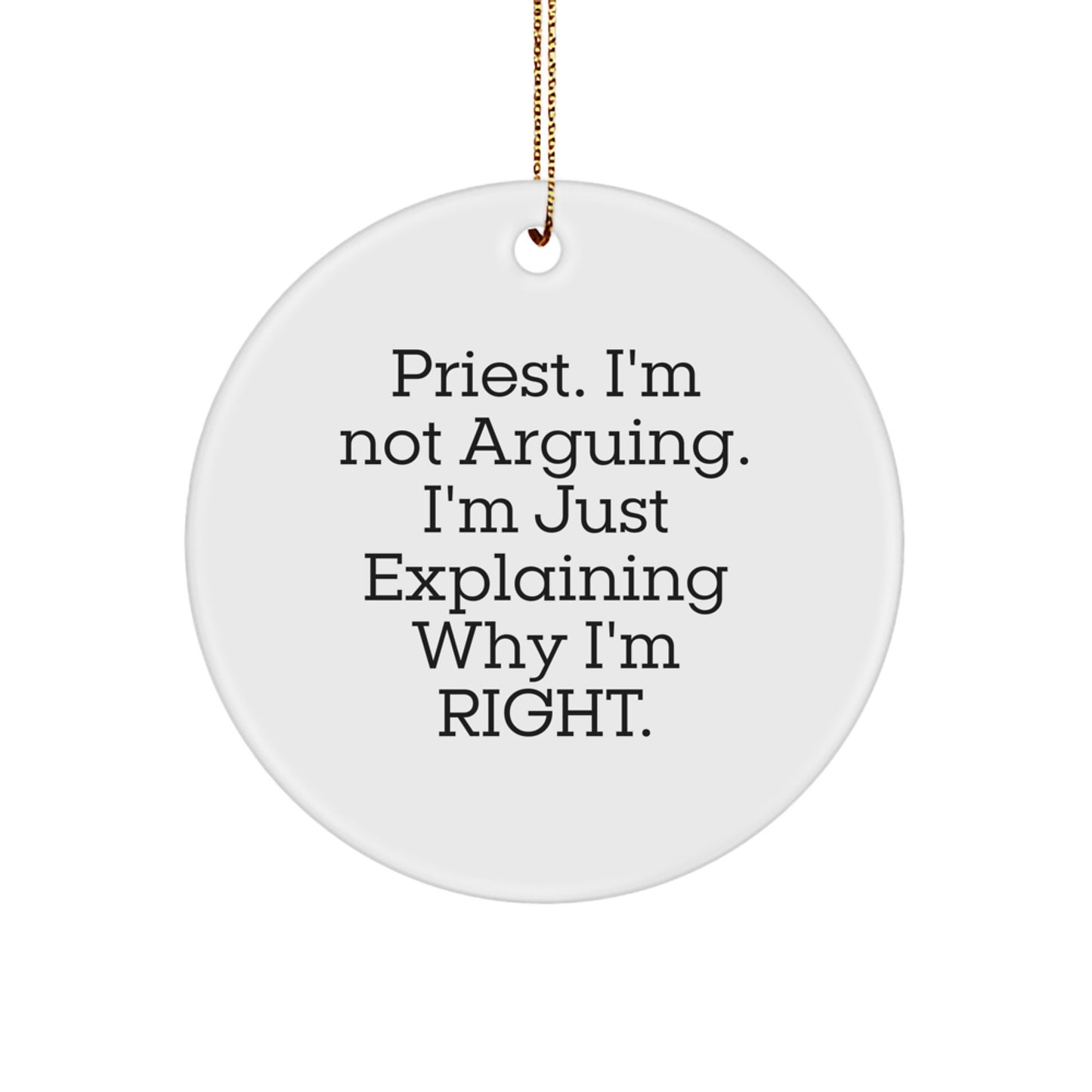 Priest Keepsake Christmas Ornament for Him Gift with Witty Quote - Image 1