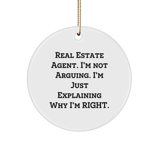 Funny Real Estate Agent Gifts from Friends and Family, Circle Ornament for Christmas Unique Presents - Image 1