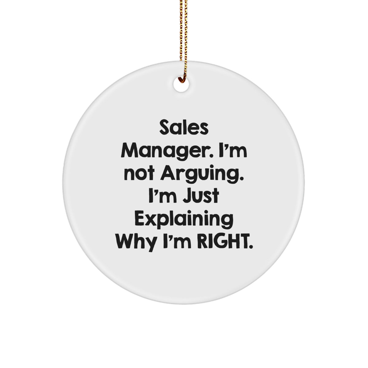 Funny Sales Manager Gifts from Friends for Men - Sales Manager Circle Ornament, Christmas Unique Decorations, 'I'm Not Arguing, I'm Just Explaining Why I'm Right' Quote - Image 1