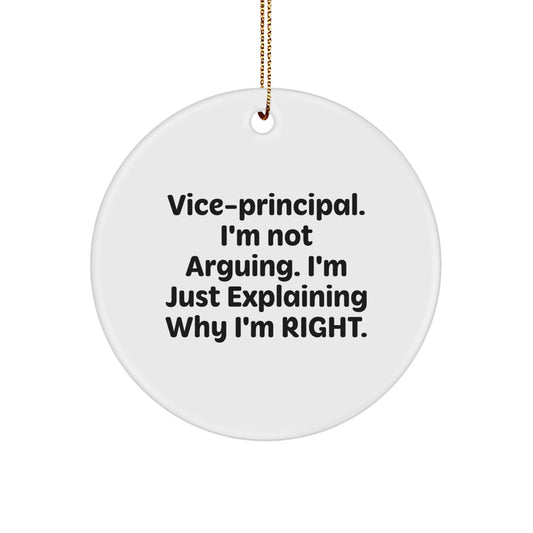 Funny Vice-principal Gifts from Friends and Family, Vice-principal Circle Ornament, White, Christmas Unique Gifts for Vice-principal Men and Women - Image 1