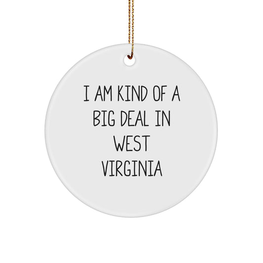 Funny West Virginia Gifts from Friends for Family - 'I Am Kind of a Prime Selection in West Virginia' Circle Ornament, Christmas Unique - Image 1
