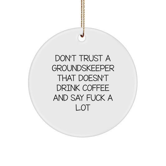 Funny groundskeeper Christmas Unique Gifts from Men to groundskeepers - Don't Trust a groundskeeper Quote Circle Ornament - Image 1