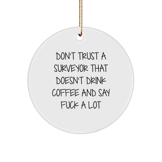 Surveyor Keepsake Christmas Ornament for Him Gift with Coffee & Cussing - Image 1