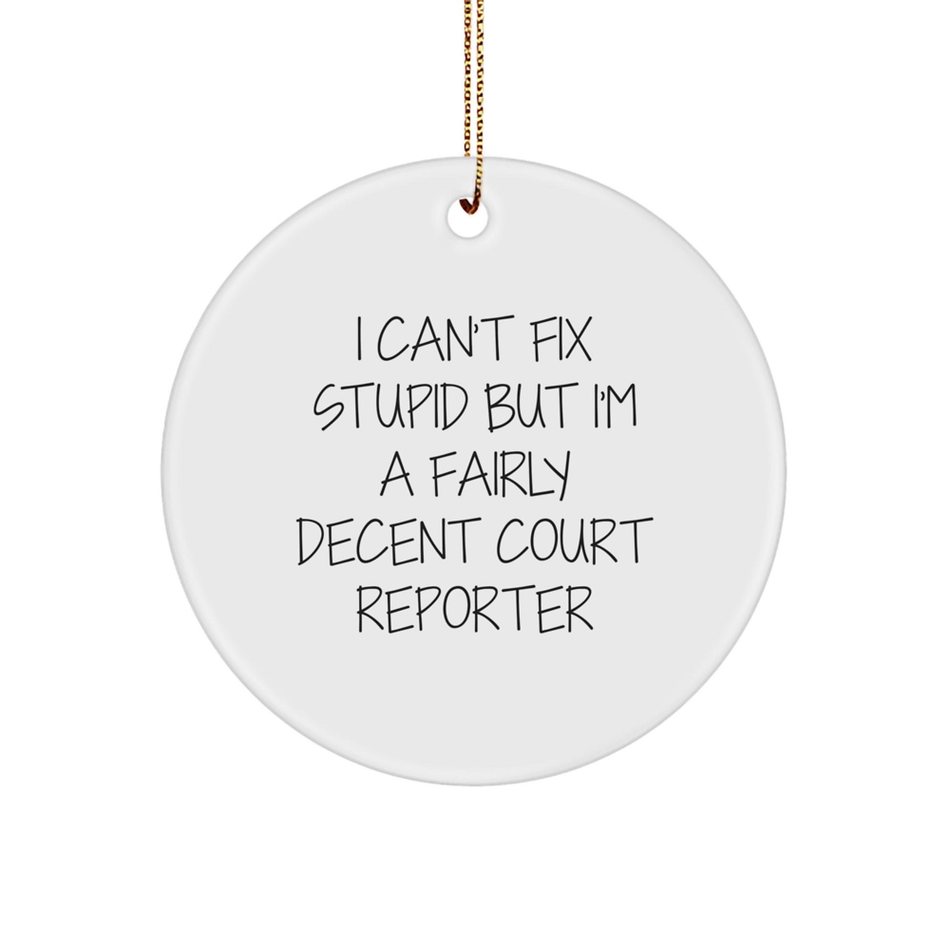 Funny Court Reporter Gifts from Men to Friends, I'm A Fairly Decent Court Reporter Circle Ornament for Court Reporters at Christmas Unique Gifts - Image 1