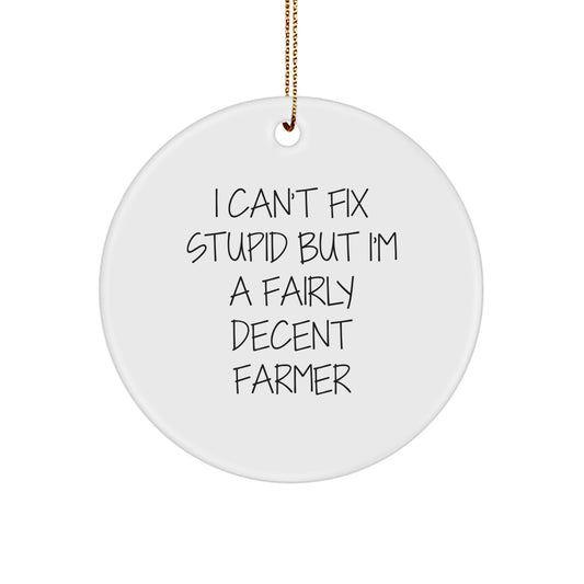 Funny Farmer Gifts from Men to Women for Christmas Circle Ornament - Image 1
