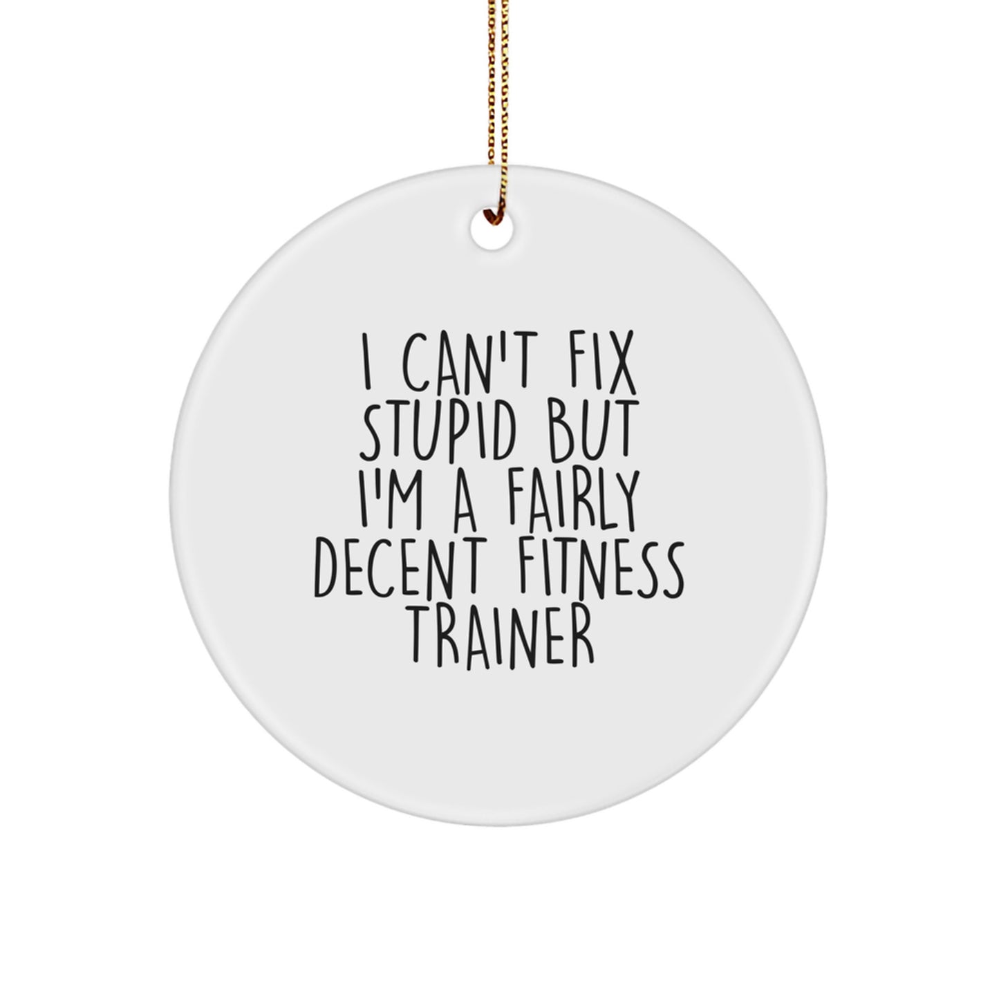 Funny Fitness Trainer Gifts for Him from Friends, I Can't Fix Stupid Circle Ornament for Christmas Unique Gifts - Image 1