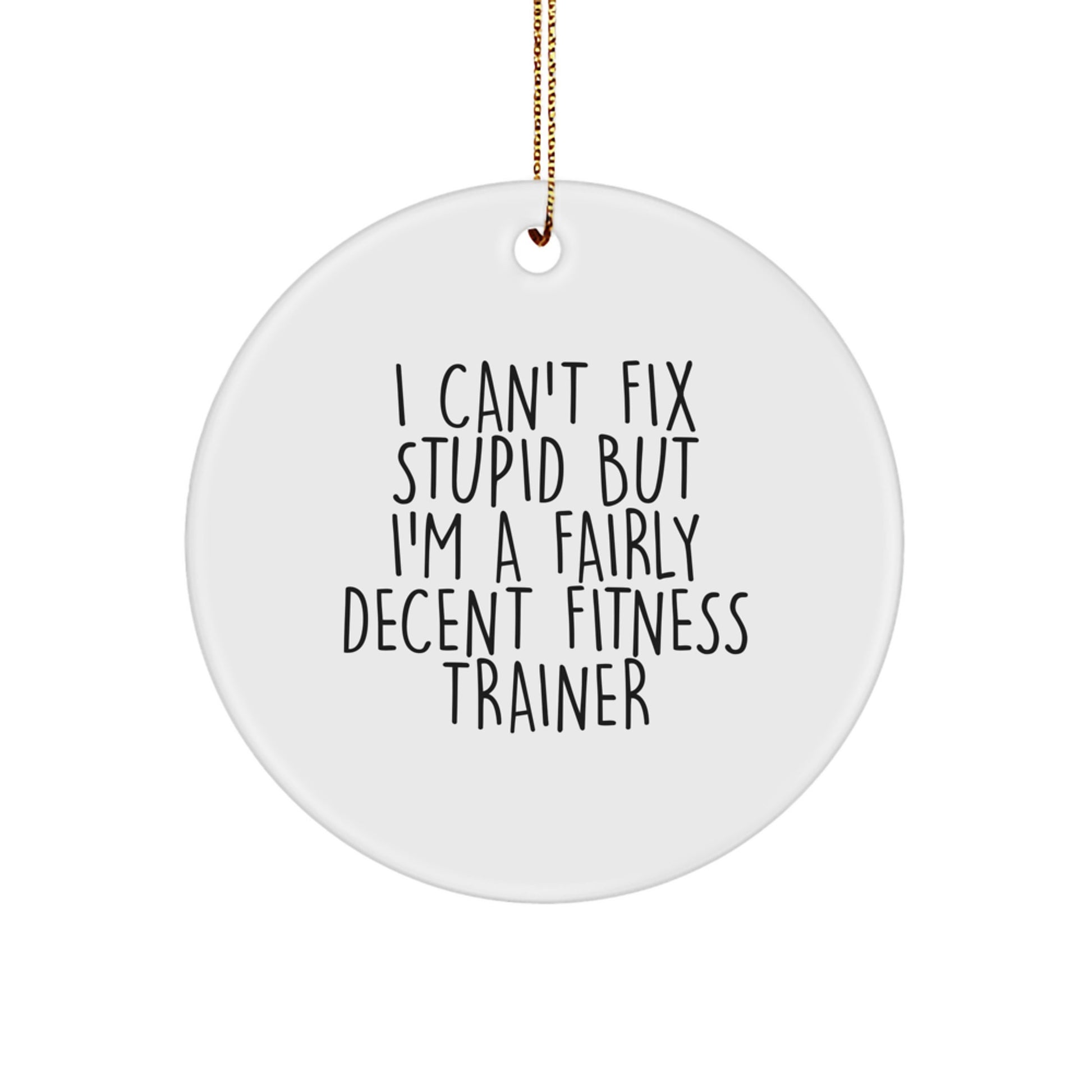 Funny Fitness Trainer Gifts for Him from Friends, I Can't Fix Stupid Circle Ornament for Christmas Unique Gifts - Image 1