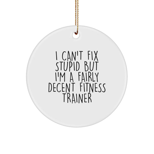 Funny Fitness Trainer Gifts for Him from Friends, I Can't Fix Stupid Circle Ornament for Christmas Unique Gifts - Image 1