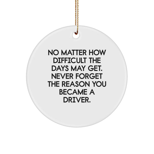 Funny Driver Gifts for Men, Inspirational Circle Ornament, Quote Says 'Never Forget The Reason You Became A Driver', Perfect Christmas Unique Gifts from Friends - Image 1