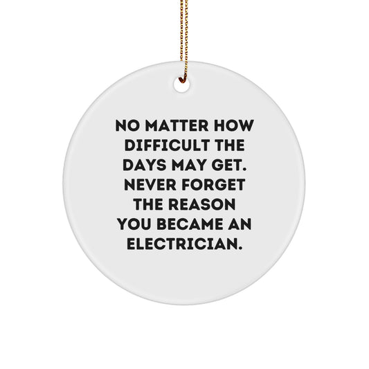 Funny Electrician Gifts from Friends, Unique Circle Ornaments for Electricians, Inspirational Christmas Decorations - Never Forget Reason You Became - - Image 1
