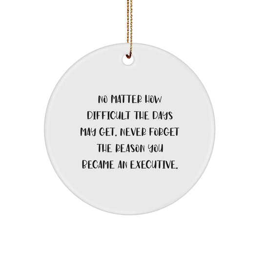 Executive Gifts from Friends, Family, or Coworkers - Inspirational Christmas Circle Ornament for Men or Women - Stay Motivated, Never Forget Why You Became an Executive - Image 1