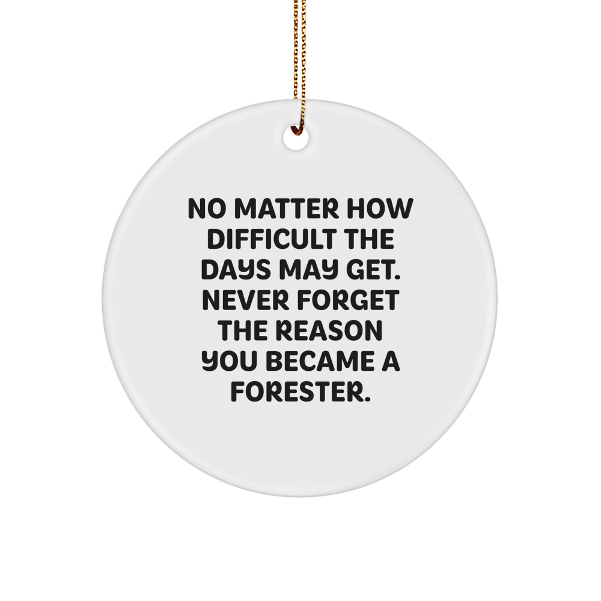 Forester Gifts from Family, Unique Circle Ornament with Inspirational Quote, Christmas Decorations for Office or Home - Image 1