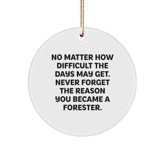 Forester Gifts from Family, Unique Circle Ornament with Inspirational Quote, Christmas Decorations for Office or Home - Image 1