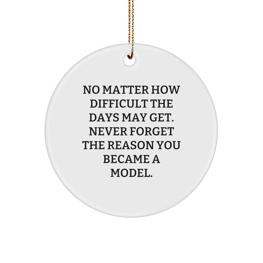 Funny Inspirational Gifts for Models - Model Circle Ornament with 'Never Forget The Reason' Quote, Gifts from Friends, Christmas Unique Gifts for Model - Image 1