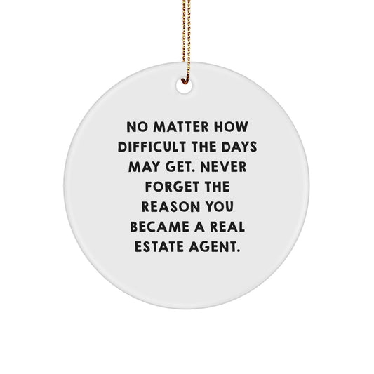 Funny Real Estate Agent Gifts from Friends, Christmas Unique Gifts for Real Estate Agents, Inspirational Circle Ornament - Image 1