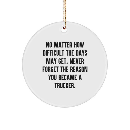Trucker Christmas Circle Ornament Gifts from Family, Friends, or Coworkers to Trucker Men, Women, or Trucker Enthusiasts - Inspirational Trucker Circle Ornament - Image 1