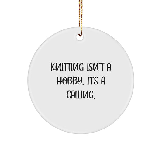 Knitting Keepsake Christmas Ornament for Him Gift Calling White - Image 1