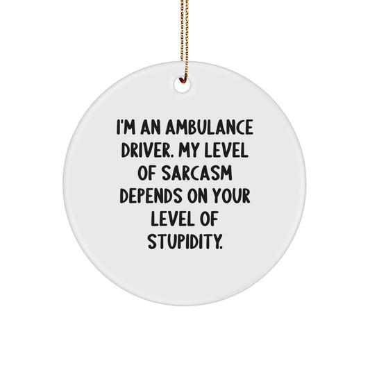 Unique Ambulance Driver Christmas Unique Gifts from Friends for Ambulance Driver Men - Funny Sarcasm Quote Circle Ornament - Image 1