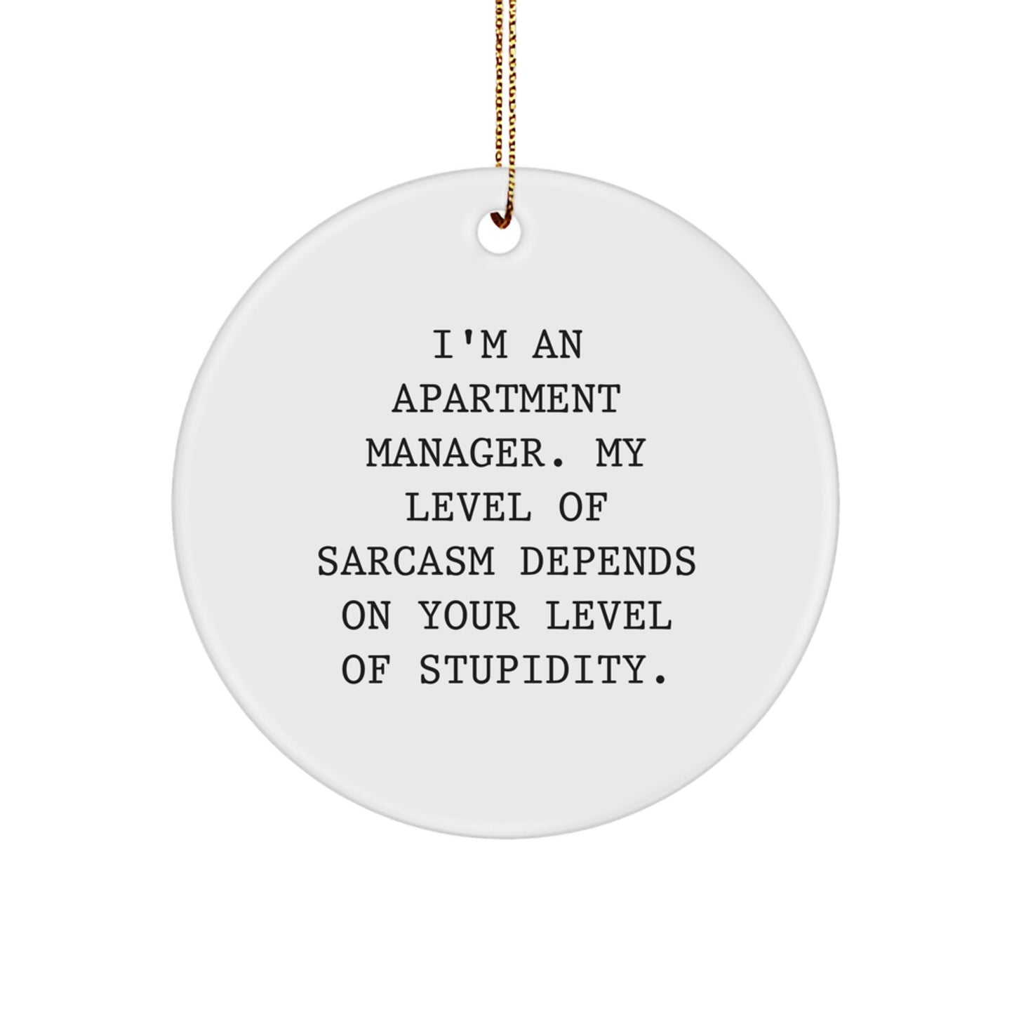 Gifts from Family and Friends for Apartment Managers - Funny Sarcasm Circle Ornament for Christmas - Image 1