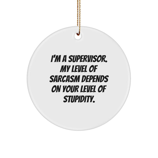 Funny Sarcasm Supervisor Gifts for Men, Women, Friends, Coworkers or Family - Supervisor Circle Ornament with 'I'm A Supervisor' Quote, Christmas Unique - Image 1