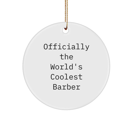 Officially The World's Coolest Barber Christmas Circle Ornament Gifts for Barber Friends Family - Image 1