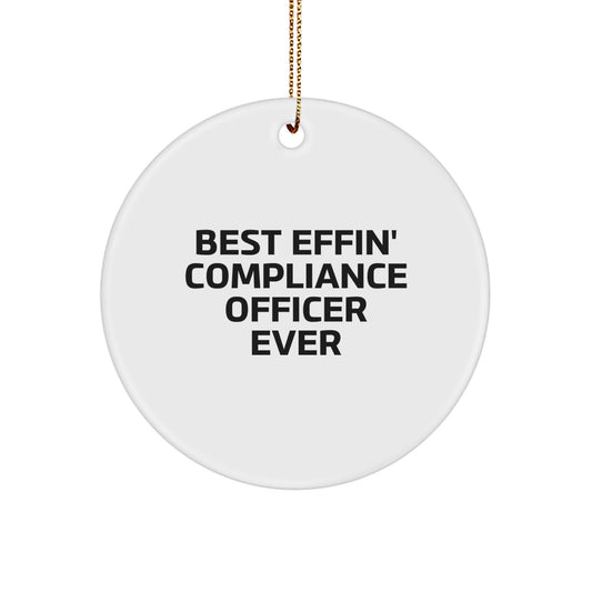 Funny Compliance Officer Gifts from Men for Best 'Effin' Compliance Officer Ever Christmas Unique Ornaments - Image 1