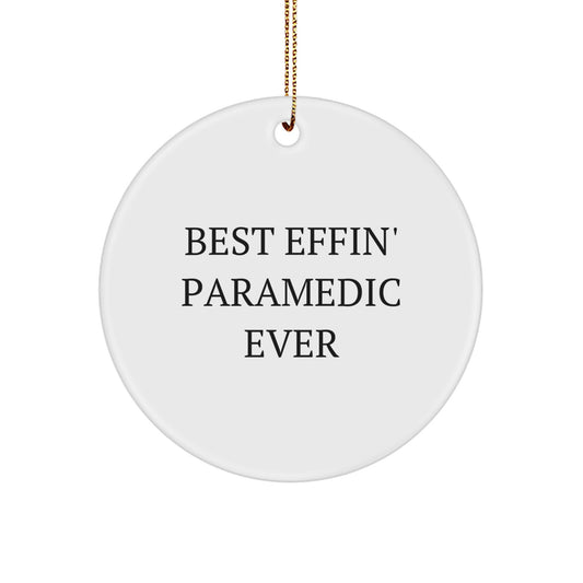 Funny Rescue Worker Christmas Unique Gifts from Men to Best Effin' Rescue Worker Ever Circle Ornament, Circle Gifts for Rescue Worker - Image 1