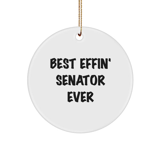 Funny Senator Gifts for Men Women Friends Family - Best Effin' Senator Ever Circle Ornament for Christmas Unique Gifts - Image 1