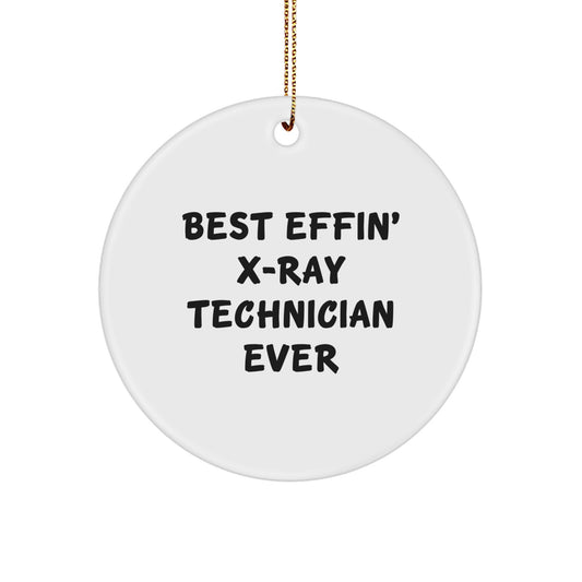 Funny X-Ray Technician Gifts from Men to Family Members, Best Effin' X-ray Technician Ever Circle Ornament, Unique Christmas Decorations - Image 1