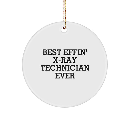 Funny X-Ray Technician Gifts from Friends - Best Effin' X-ray Technician Ever Circle Ornament for Christmas Unique Gifts - Image 1