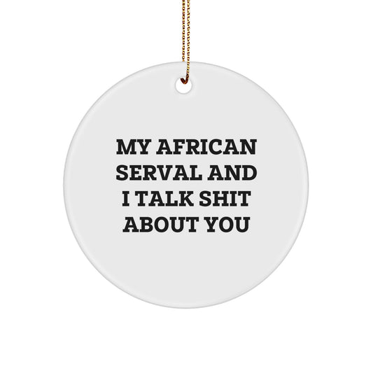 Christmas Gift for Her African Serval Cat Circle Ornament Present - Image 1