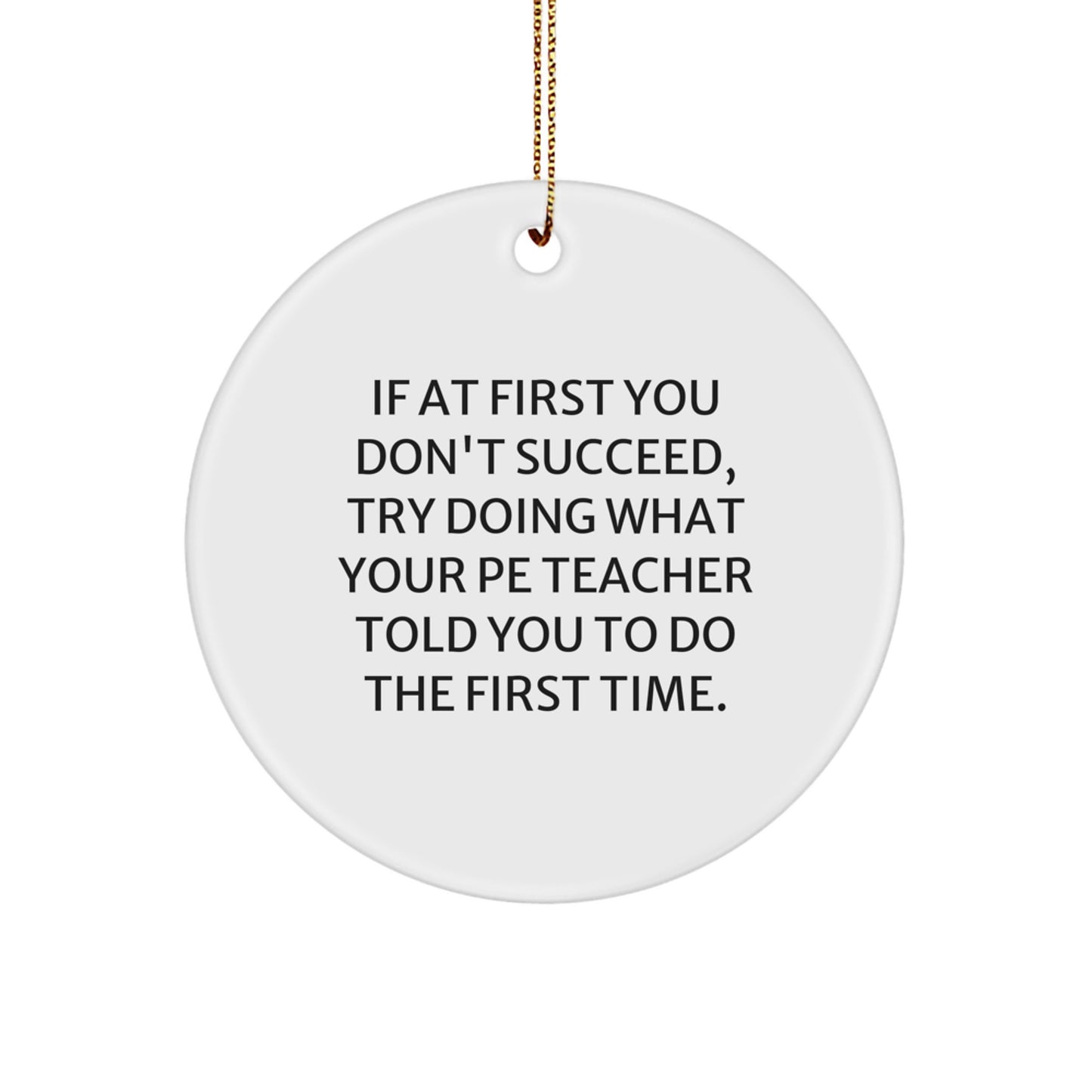 Funny PE Teacher Gifts from Friends - If At First You Don't Succeed, Try Doing What Your PE Teacher Told You To Do The First Time. Christmas Unique Ornaments for Men Women Family - Image 1