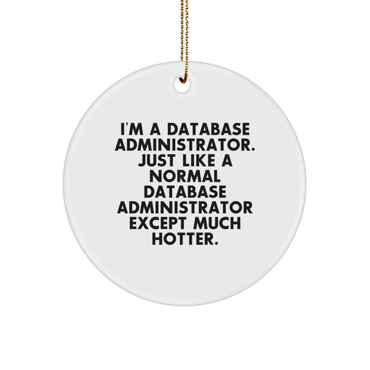 Gifts from Friends to Database Administrator, I'm A Database Administrator. Just Like A Normal Database Administrator Except Much Hotter., Unique Database Administrator Christmas Ornaments - Image 1