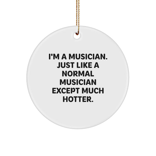 Funny Musician Gifts from Friends for Christmas Unique Circle Ornaments - I'm A Musician. Just Like A Normal Musician Except Much Hotter. - Image 1
