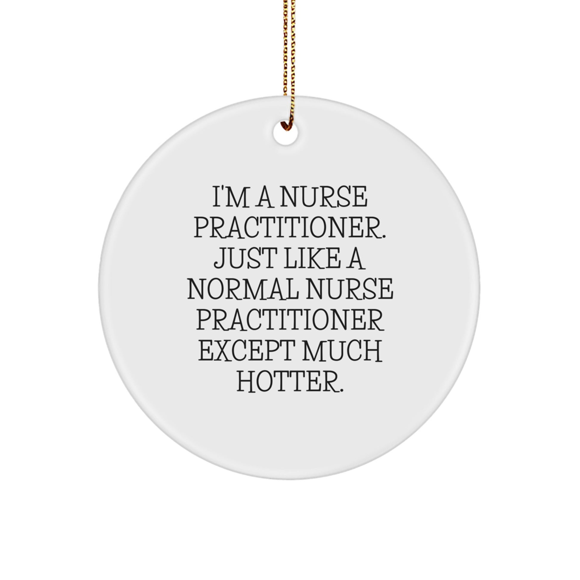 Funny Nurse Practitioner Gifts from Friends - I'm a Hot Nurse Practitioner Except - Circle Ornament, Perfect for Nurse Practitioner Christmas Unique Gifts - Image 1