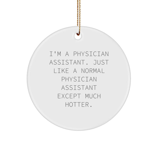 Funny Physician Assistant Gifts, Unique Circle Ornament for Men, Gifts from Friends, Gifts for Physician Assistant - I'm A Normal P.A. Except Much Hotter. - Image 1