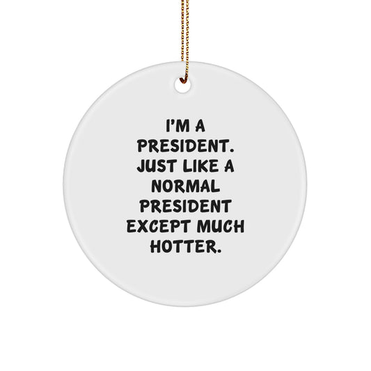 Funny President Circle Ornament Gifts from Men to President, Unique Christmas Decorations for Home Offices - Image 1