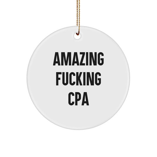 CPA Circle Ornament Amazing F--king Cpa for Coworkers Christmas Unique Gift - Image 1
