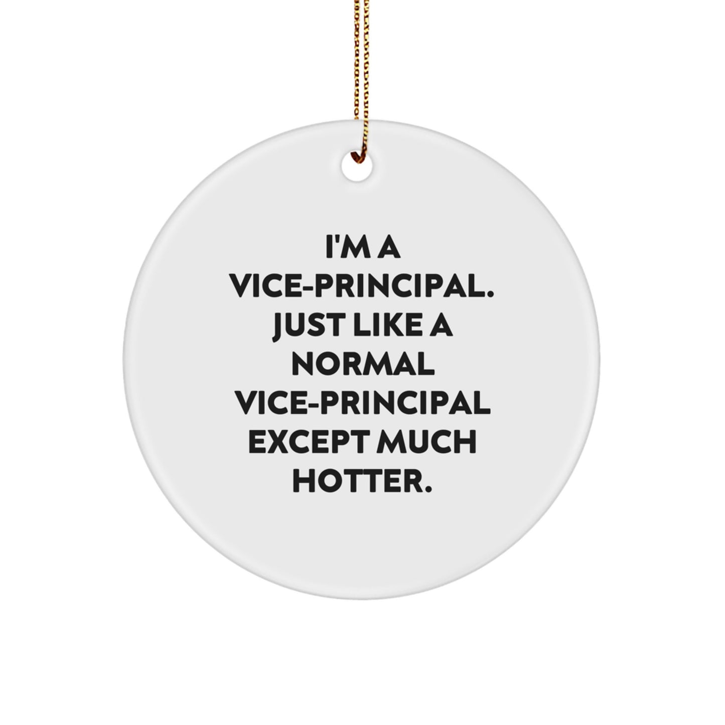 Funny Vice-principal Gifts from Friends, Christmas Unique Gifts for Men, Women, Vice-principal, Circle Ornament with Quote, I'm A Vice-principal. Just Like A Normal Vice-principal Except Much Hotter. - Image 1