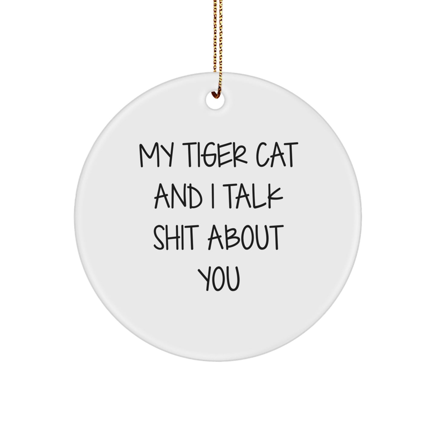 Tiger Cat Circle Ornament for a Best Friend Companion Christmas Gift - Image 1