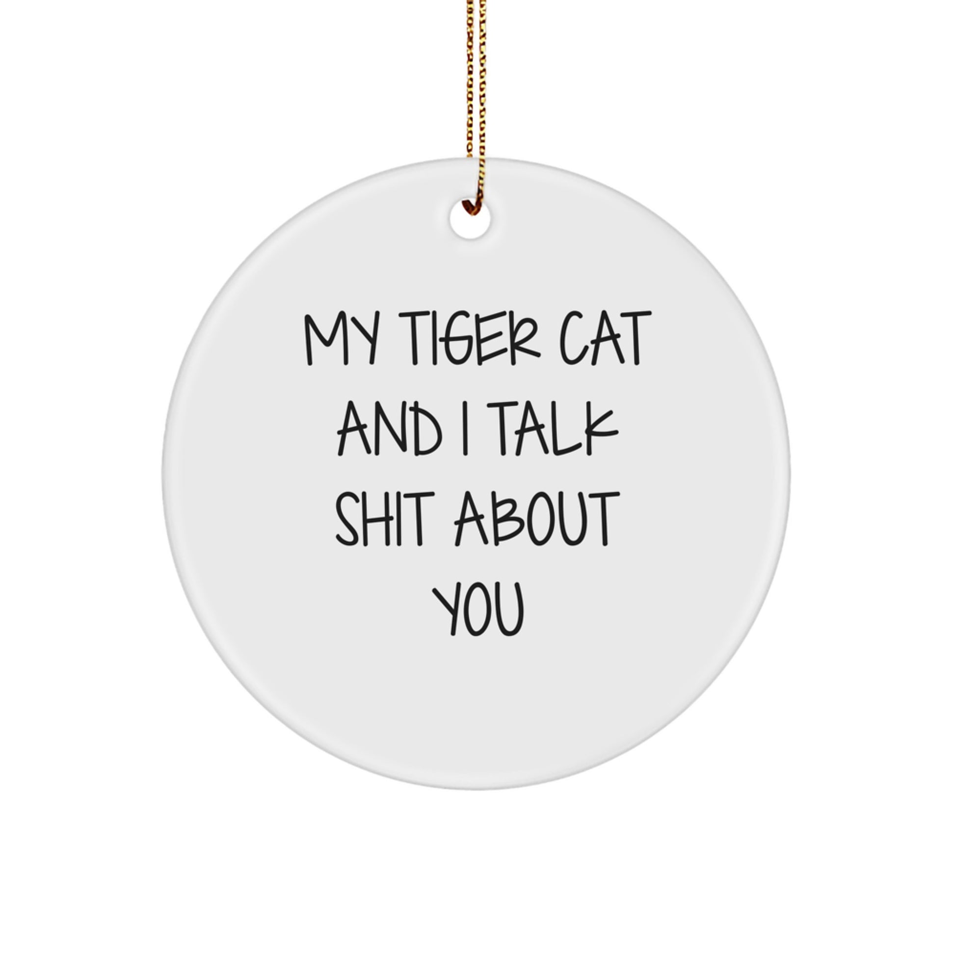 Tiger Cat Circle Ornament for a Best Friend Companion Christmas Gift - Image 1