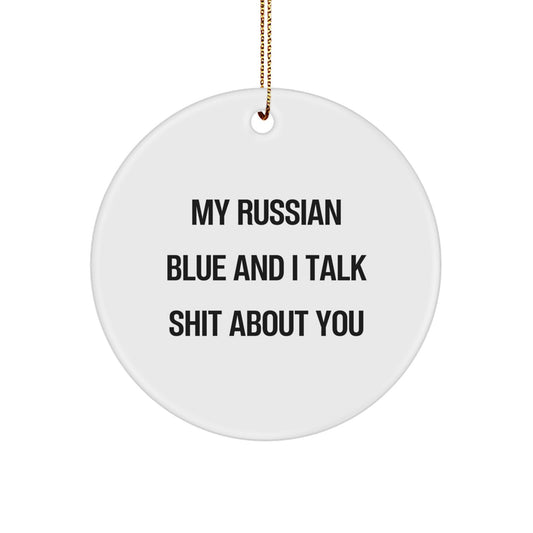 Quirky Russian Blue Cat Ornament for Friends – Christmas Gift - Image 1