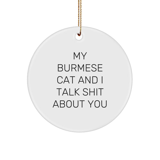 Playful Burmese Cat Circle Ornament for Friends Christmas Gift - Image 1