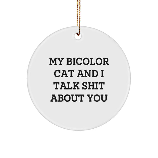 Bicolor Cat Circle Ornament Funny Quote Gifts for Cat Lovers Christmas Unique Presents - Image 1