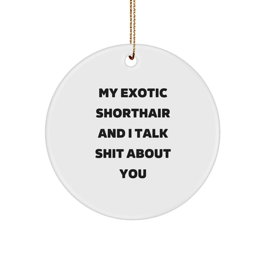 Funny Exotic Shorthair Cat Gifts for Exotic Shorthair Cat Lovers, My Exotic Shorthair And I Talk Shit About You, Circle Ornament for Christmas Unique Gifts from Family to Friends - Image 1