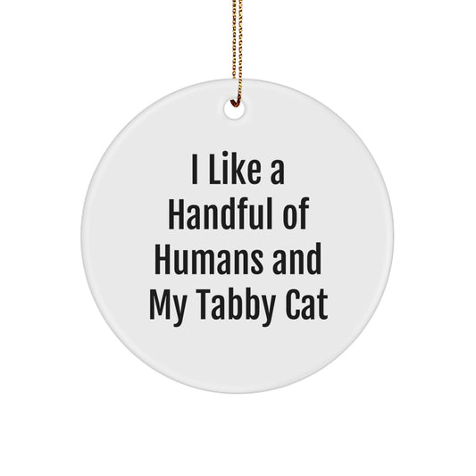 Funny Tabby Cat Circle Ornament for Christmas Unique Gifts from Family to Friends, Inspirational Decor for Tabby Cat Lovers - Image 1