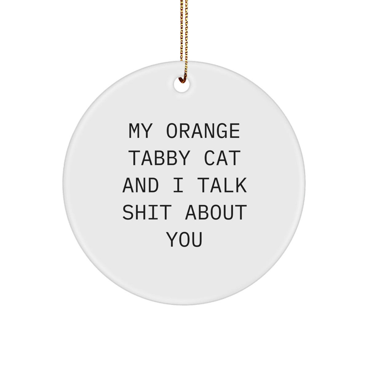 Sassy Orange Tabby Cat Circle Ornament for Friends Christmas Gift - Image 1