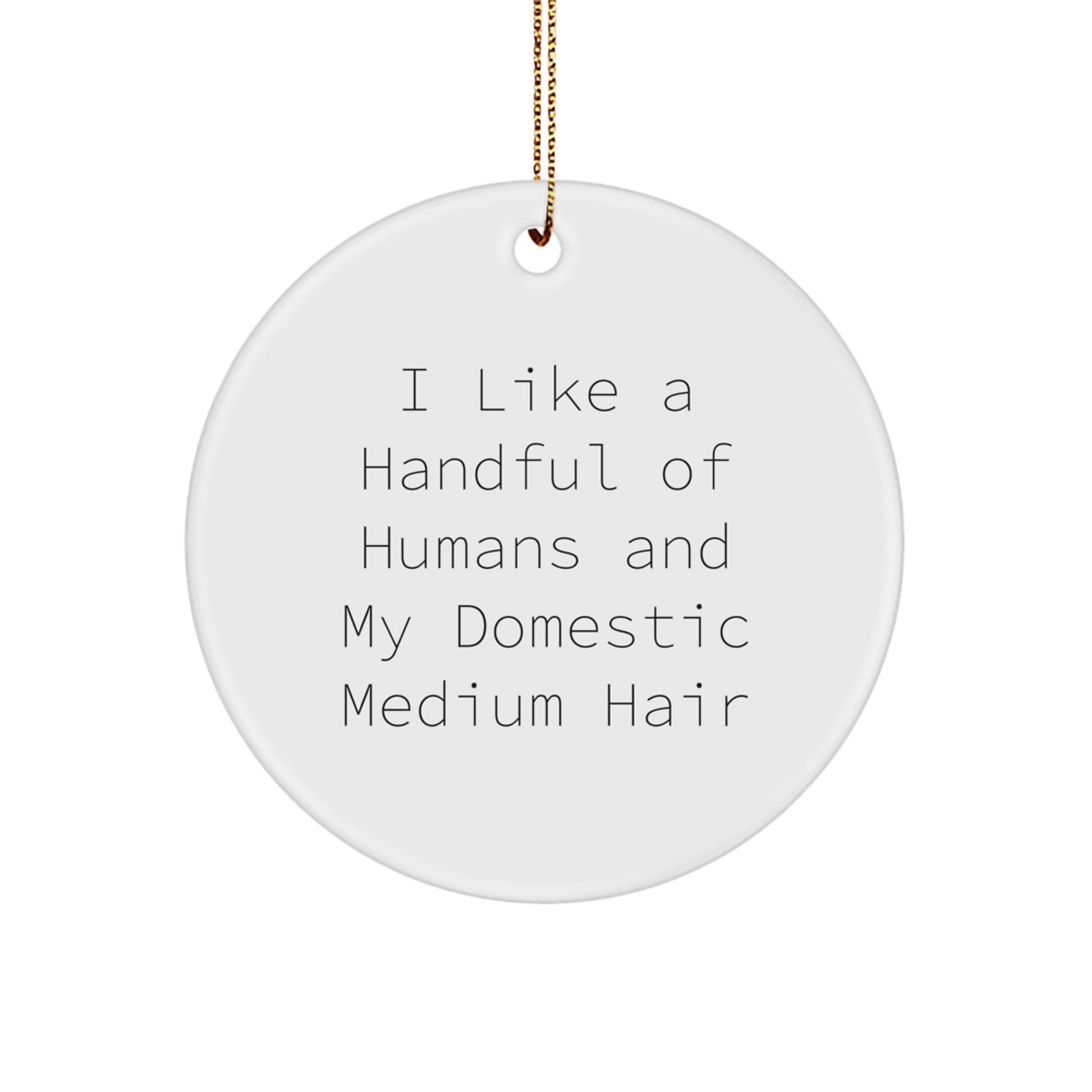 Funny Domestic Medium Hair Gifts for Men, Women, Friends, or Family - 'I Like A Handful Of Humans And My Domestic Medium Hair' Christmas Unique Circle Ornament - Image 1